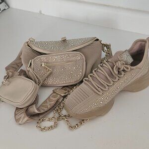 Brand new women's size 10 sneakers with matching crossbody fanny pack